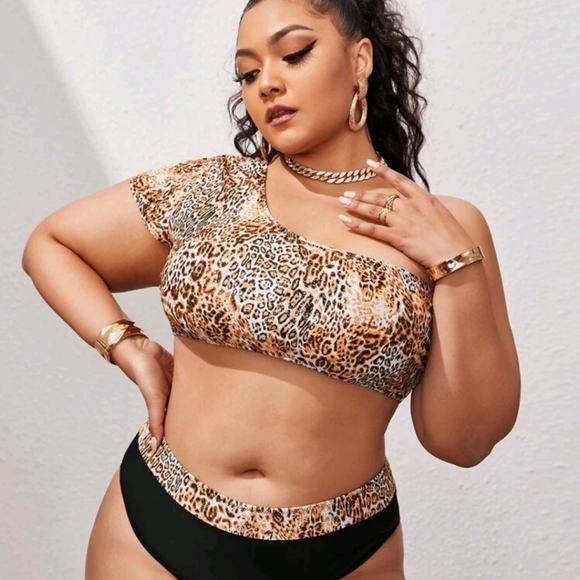 π₯SALEπ₯New 2-piece Leopard One Shoulder Bikini 3XL - Picture 3 of 4